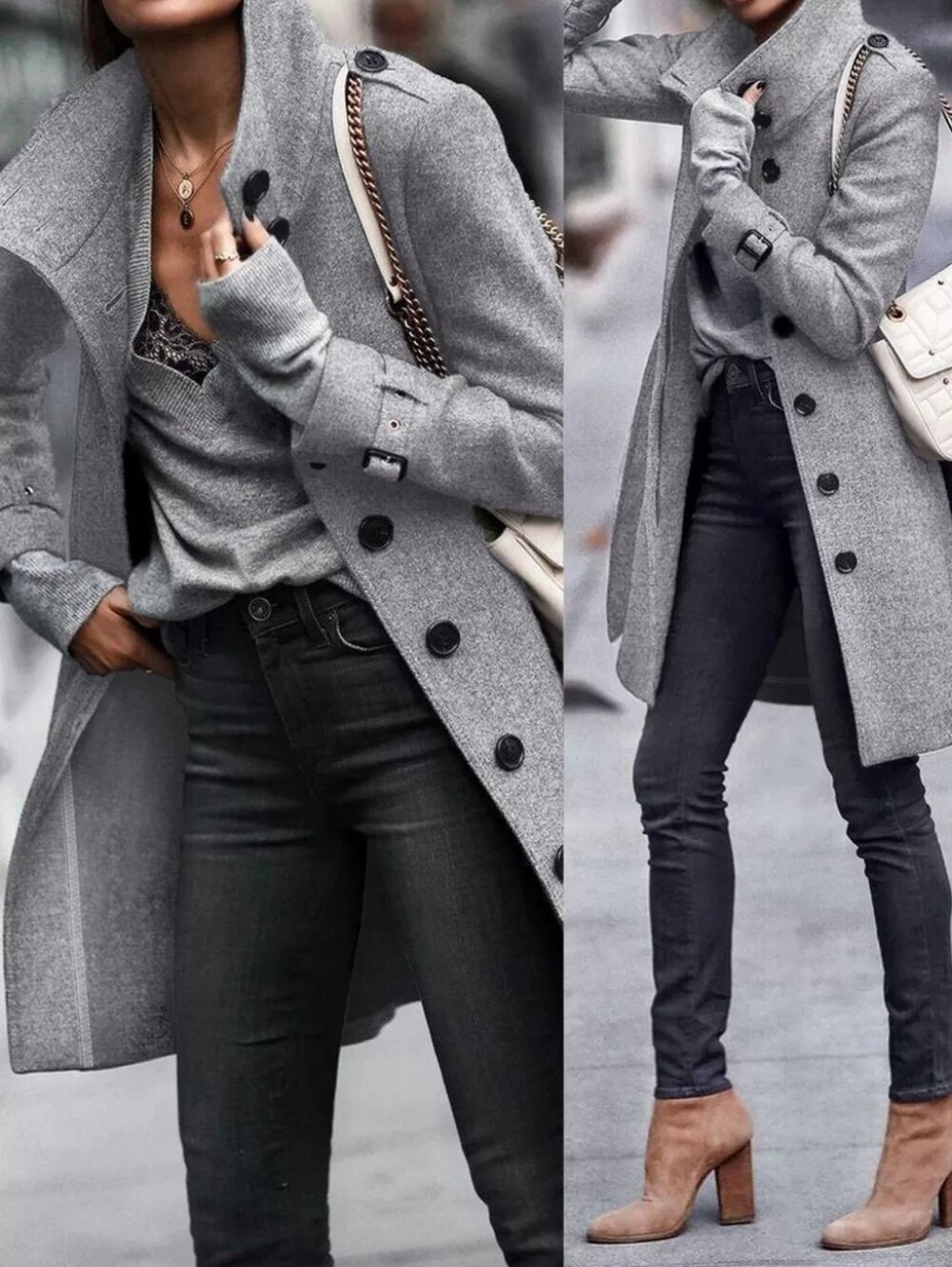 Button-Down Longline Coat with Belt